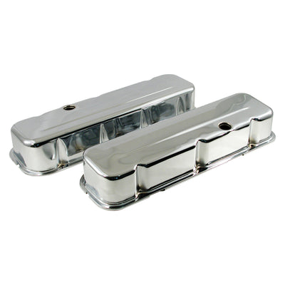 No Logo Chev Big Block Tall Profile Chrome Steel Valve Rocker Covers Pair