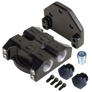 Premium Derale -10AN Side Ports Single Filter Mount, 13/16''-16 Filter Threads - DER-35729