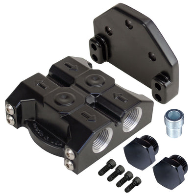 Premium Derale -10AN Side Ports Single Filter Mount, 13/16''-16 Filter Threads - DER-35729