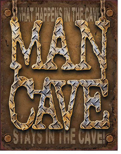 Man Cave - Diamond Plate - Large Metal Tin Sign 40.6cm x 31.7cm Genuine American Made