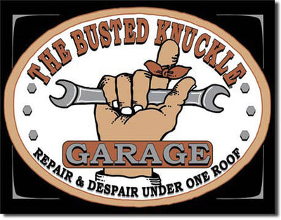Busted Knuckle Garage - Large Metal Tin Sign 31.7cm x 40.6cm Genuine American Made