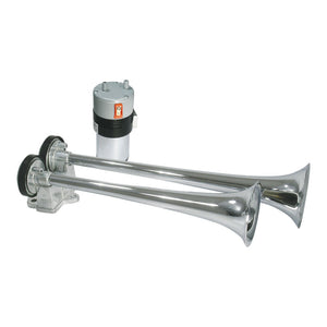Roadmaster - Master Blaster Alternating Chrome Twin Trumpet Air Horn 12v Very Loud Car 4WD