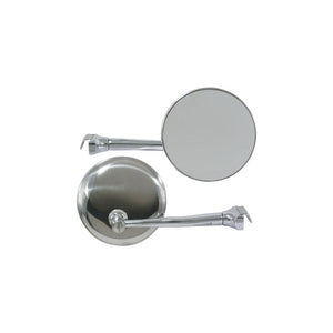 Rodder Peep Mirror 4" Round Straight Arm Polished Stainless Steel, Hot Rod