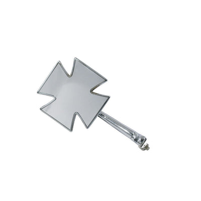 Chrome Maltese Cross Straight Arm Rear Vision Peep Mirror Hot Rod Retro