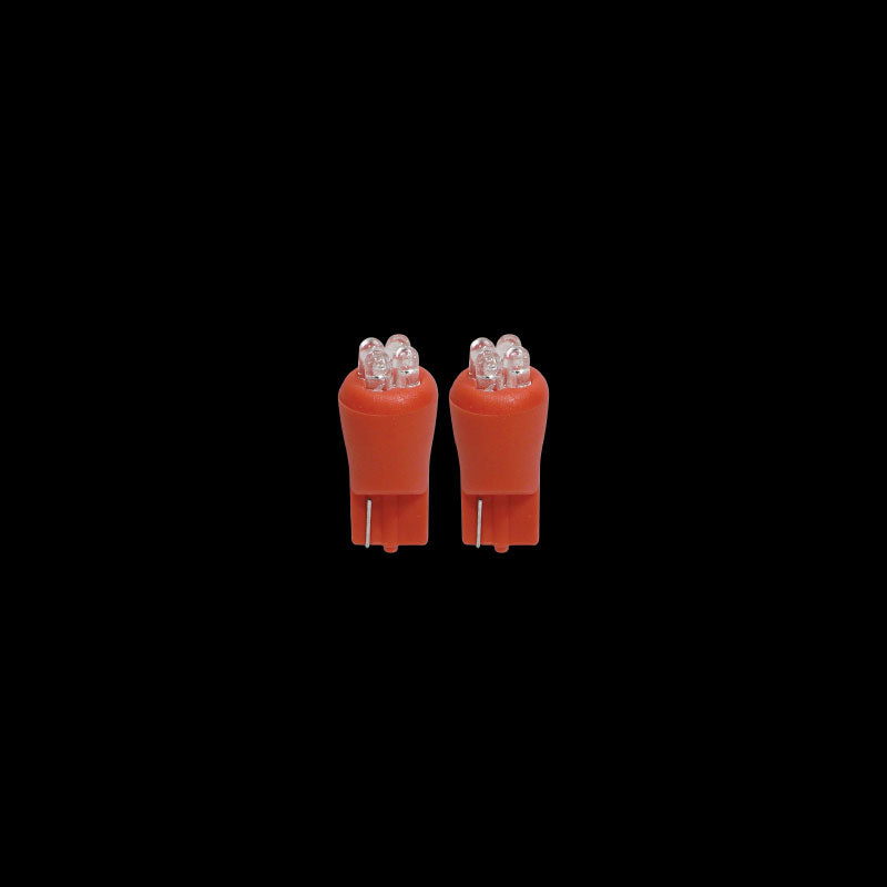 2X 3A RACING LED BLADE GLOBES RED T-10 2.1 X 9.5 BASE, 4 LED's PER GLOBE