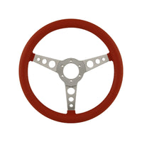 14" Aluminium 6 Bolt Steering Wheel Burgundy Leather Full-Wrap Spokes w/Holes