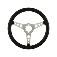 14" Aluminium 6 Bolt Steering Wheel Black Leather Full-Wrap Spokes w/Holes