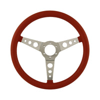 15" Aluminium 6 Bolt Steering Wheel Burgundy Leather Full-Wrap Spokes w/Holes