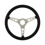 15" Aluminium 6 Bolt Steering Wheel Black Leather Full-Wrap Spokes w/Holes