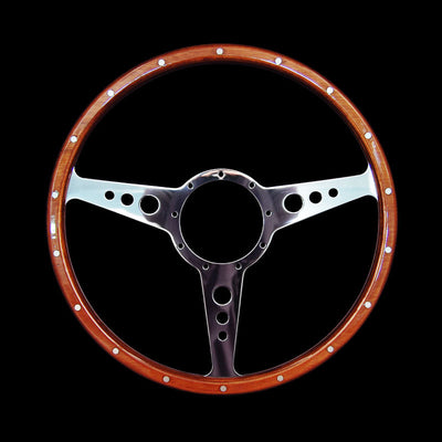 Classic 3 Spoke Flat 15" Wood Rim Steering Wheel 9 Bolt MG Street Rod Custom
