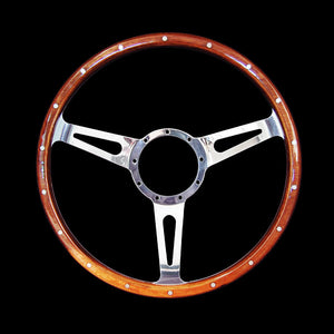 Classic 3 Spoke Dished 15" Wood Rim Steering Wheel 9 Bolt MG Street Rod Custom