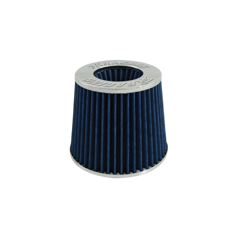 3A Racing Twin Air Filter Chrome Top Blue Element 76mm Neck