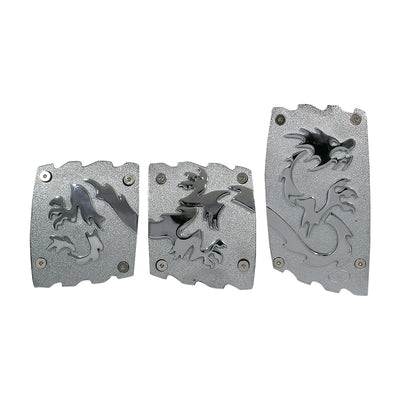 Dragon Pedal Pads Manual Trans 3 Piece Chrome/Silver - Unique and Distinctive