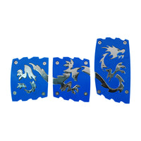 Dragon Pedal Pads Manual Trans 3 Piece Chrome/Blue - Unique and Distinctive