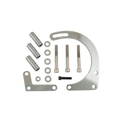 SBC Chrome Low Mount Alternator Bracket Short Water Pump SWP