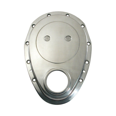 Cal Custom Small Block Chevy Timing Cover Polished Aluminium, SBC, Chevrolet