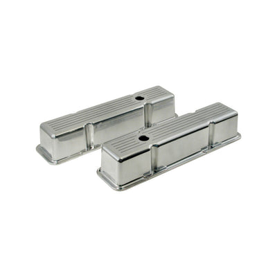 SB Chev Polished Ball Milled Aluminium Valve Covers Tall Cal Custom 283 327 350
