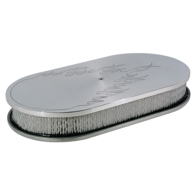 Cal Custom Air Cleaner Kit Oval Large Flame Design Polished Billet Aluminium