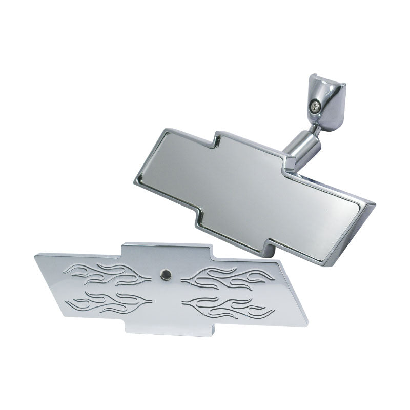 Cal Custom Chevy Bowtie Rear View Interior Mirror Flame Design Alumini ...