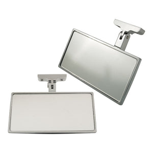 Chrome Aluminium Rectangular Interior Mirror Street Rod Hot Rod Screw on Mount