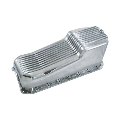 SB CHEV Polished Finned Aluminium Oil Pan Sump Left-Hand Dipstick 1965-79