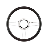 Cal Custom 14" Street Lite Billet Aluminium Steering Wheel, Black Leather Half-Wrap