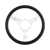 Cal Custom 15.5" Banjo Billet Aluminium Steering Wheel, Black Leather Half-Wrap