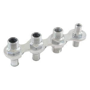 Cal Custom Polished Aluminium 4 Port A/C & Heater Bulkhead W/ 2 Push On Fittings