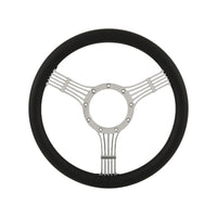 Cal Custom 14" Banjo Billet Aluminium 9 Bolt Steering Wheel Black Leather Full-Wrap