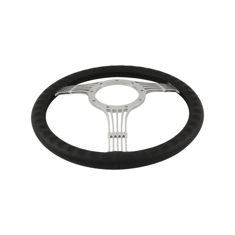 Cal Custom 14" Banjo Billet Aluminium 9 Bolt Steering Wheel Black Leather Full-Wrap