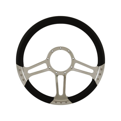 Cal Custom 14" Boost Billet Aluminium 9 Bolt Steering Wheel Black Leather Full-Wrap