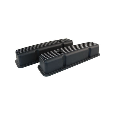 SB CHEV Black Finned Aluminium Valve Covers Tall Cal Custom 283 327 350 383 400