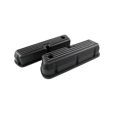 SB Ford Windsor Black Finned Aluminium Valve Covers Tall