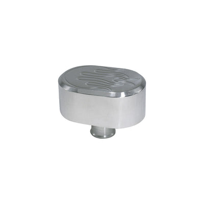 Cal Custom Polished Aluminium Oval Flame Top Push-In Breather Cap, NO PCV