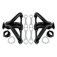 Cal Custom Small Block CHEV Tight Fit Headers Black Mild Steel - Suit Angle Plug Heads