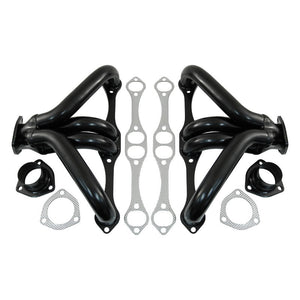 Cal Custom Small Block CHEV Tight Fit Headers Black Mild Steel - Suit Angle Plug Heads