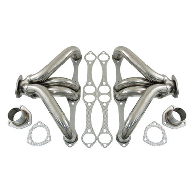 Cal Custom Small Block CHEV Tight Fit Headers Stainless Steel - Suit Angle Plug Heads