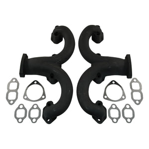 Small Block CHEV 2-3/8" Outlet True Rams Horn Style Cast Iron Exhaust Manifold