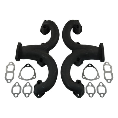 Small Block CHEV 2-3/8" Outlet True Rams Horn Style Cast Iron Exhaust Manifold