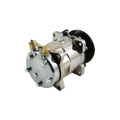 Sanden 508 Style A/C Compressor Chromed Housing, Serpentine Pulley
