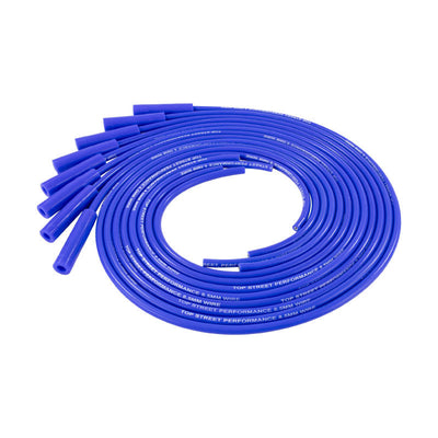 8.5mm Universal Ignition Wires/Leads With Straight/180° Plug Boots - Blue