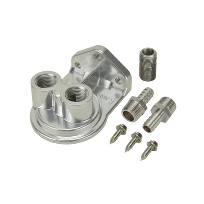 Derale Remote Filter Mount Single Ports up 1/2" NPT 3/4"-16 Threads 15708