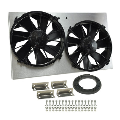 Derale High Output Dual 12" Electric Rad Fan/Aluminium Shroud Kit 16825