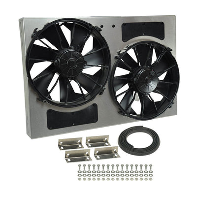 Derale High Output Dual 12" Electric RAD Fan/Aluminium Shroud Kit 16826