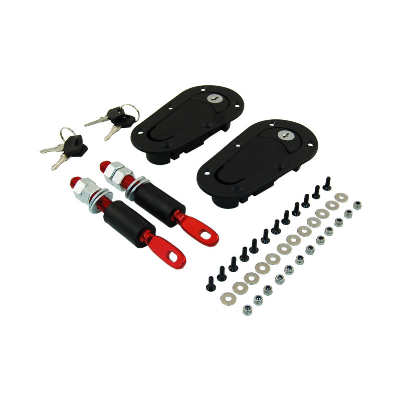Universal Flush Mount Locking Bonnet / Hood Pin Set Racing JDM