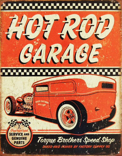 Hot Rod Garage - Rat Rod - Large Metal Tin Sign 40.6cm x 31.6 Genuine American Made