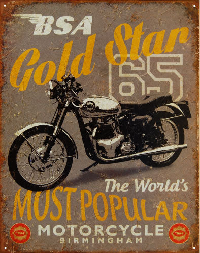 Bsa Gold Star 65 The World'S Most Popular...- Large Metal Tin Sign 40.6cm x 31.6