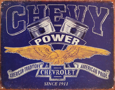 Chevy Power - American Tradition - Large Metal Tin Sign 31.7cm x 40.6cm