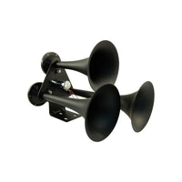 Truck Train Air Horns, Black Powder Coated, 12V 24V Loud Kenworth, Mack, Peterbilt
