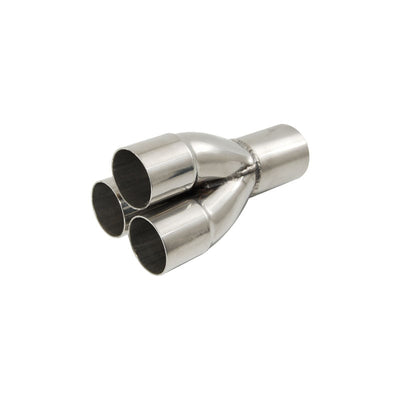 3 Into 1 Polished Stainless Steel Merge Collector 3 x 1-7/8" ID 2¼" Out 7½" OL
